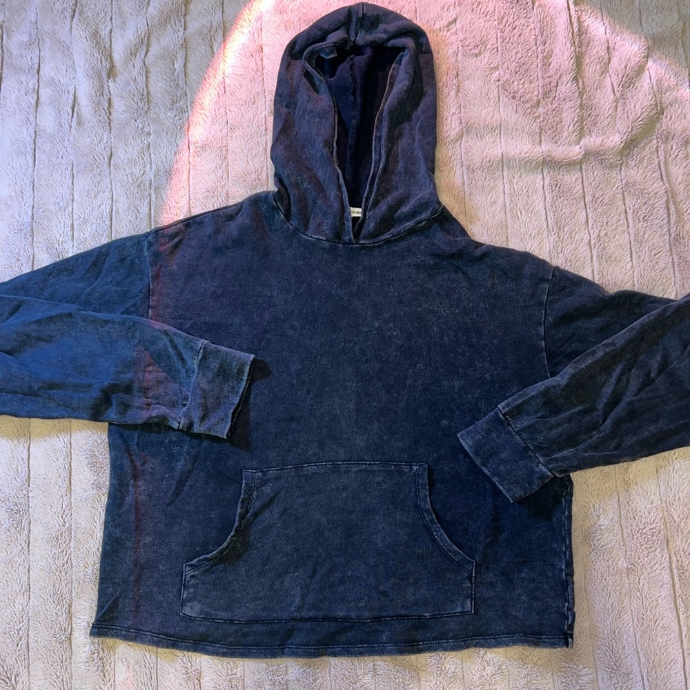 Caution to the wind distressed blackish grey hoodie size medium